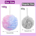 6 Pack Bath Loofah Sponge, 100g/pc XXL Large Mesh Pouf Shower Sponge - Image 2