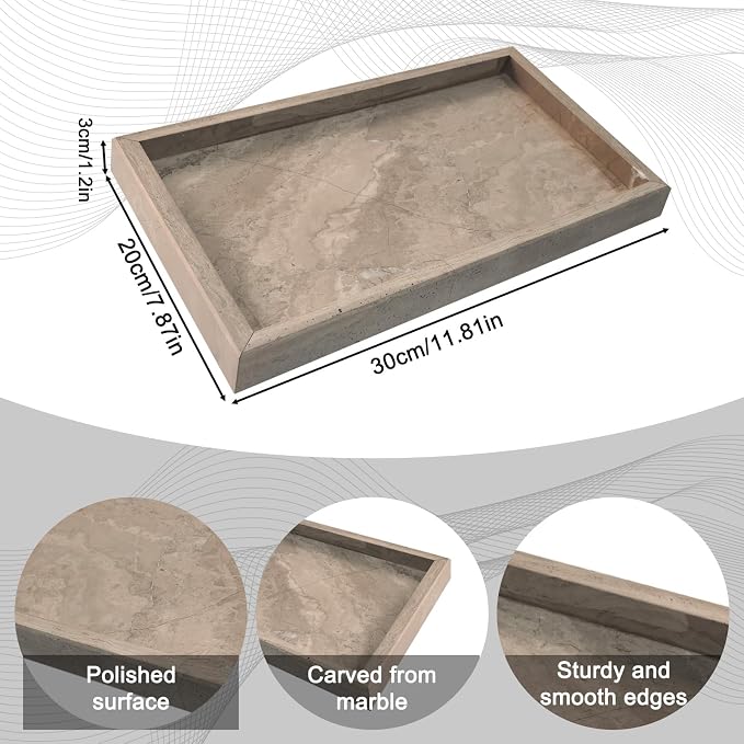 Pure Natural Marble Tray for Bathroom, Sink. Cosmetics, toiletries, etc. can be - Image 2