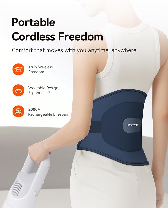 IKEEPFIT Portable Heating Pad for Back, Cordless Wearable Heat Belt - Image 3
