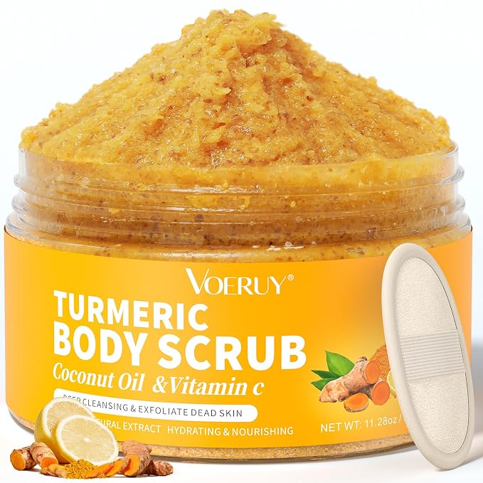 VOERUY Body Scrub, Turmeric Exfoliating Body Scrub, by VOERUY