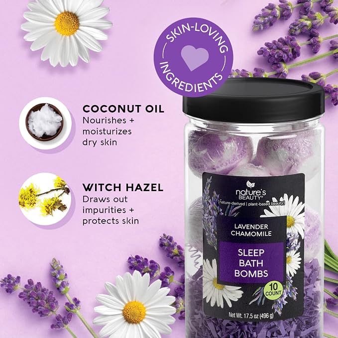 Nature’s Beauty Lavender Chamomile Sleep Bath Bomb Gift Set - Image 2