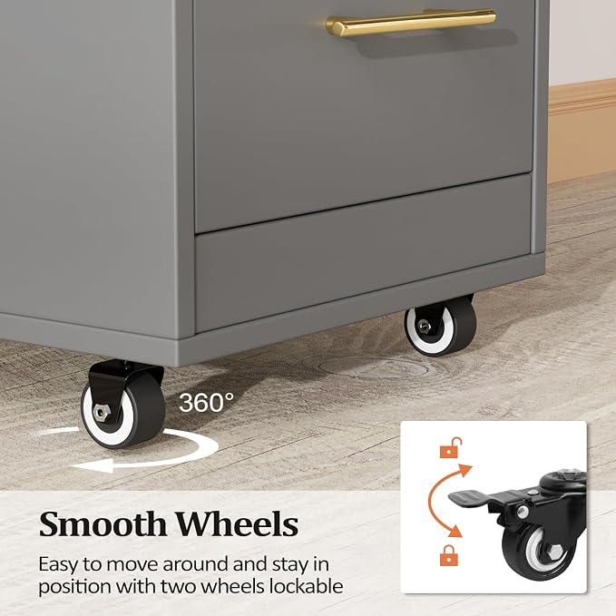 Salon Trolley Cart with Wheels, 3-Drawer Rolling Hair Styling Station, Mobile - Image 5