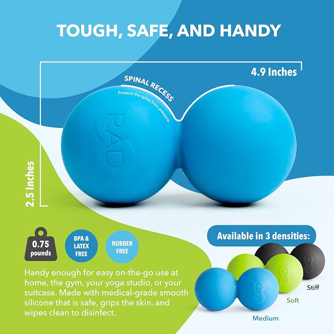 RAD Original Peanut Massage Ball – Medium Density Yoga Deep Tissue Roller Ball - Image 4