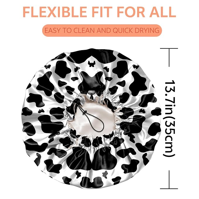 Shower Cap Reusable Double Layer Adjustable Elastic Waterproof EVA Hair Bath - Image 2