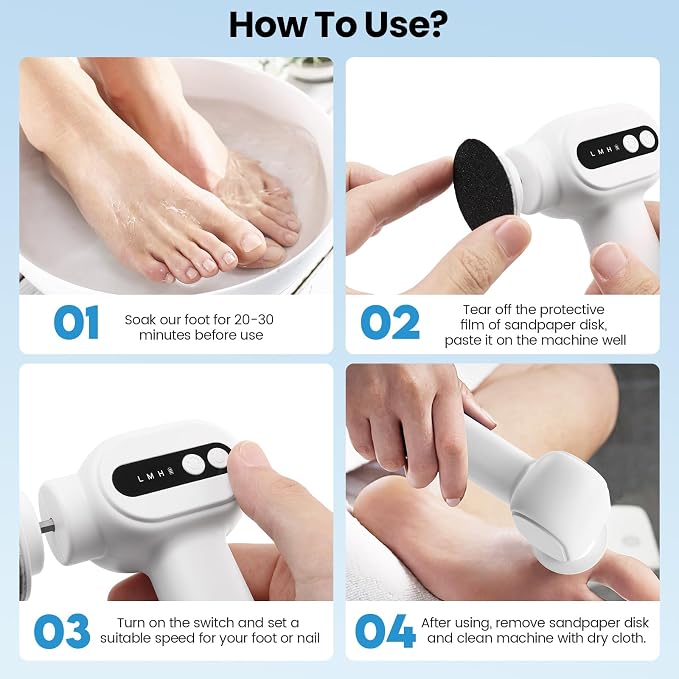 Electric Callus Remover for Feet, 2 in 1 Electric Foot File Grinder, - Image 8