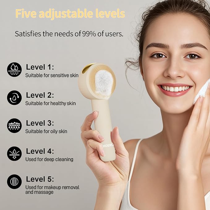 Facial Cleansing Brush Electric – Rechargeable Silicone Face Scrubber, - Image 7
