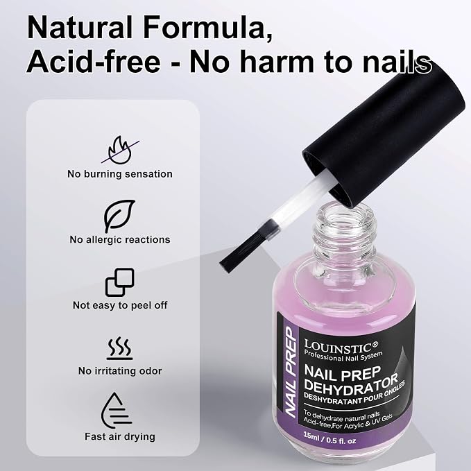 LOUINSTIC Nail Prep Dehydrator and Acid-Free Primer, Quick-Dry & Safe - Image 5