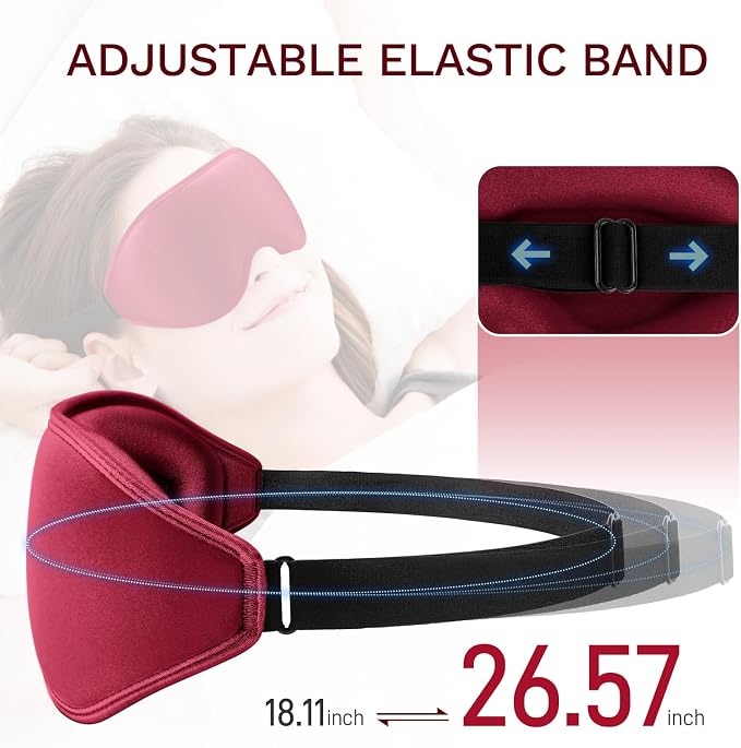 FlyCoco 99% Fully Block Out Light Eye Sleep Mask, 3D Deep Contoured Eyes Cover - Image 6