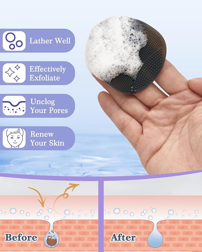 Manmihealth Silicone Back Scrubber & Soft Bath Glove Set 4 PCS, - Image 5