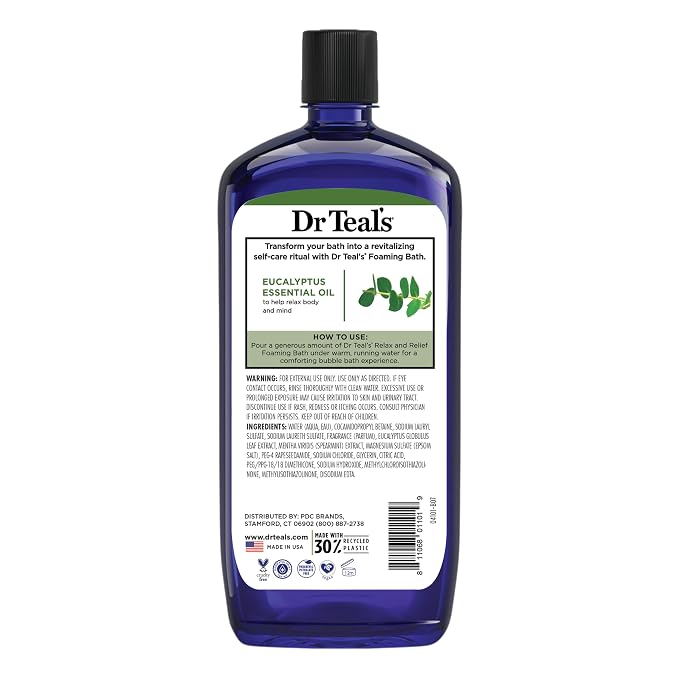 Dr Teal's Foaming Bath with Pure Epsom Salt, Relax & Relief with Eucalyptus & - Image 10