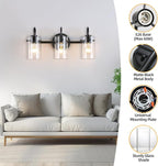 3 Lights Vanity Lights, Matte Black Bathroom Wall Light Fixtures over Mirror - Image 3