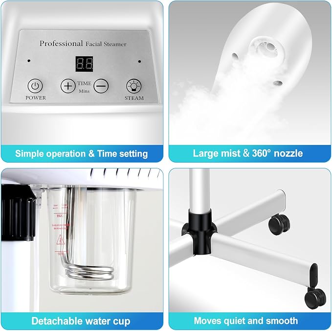 Professional Facial Steamer, Esthetician Steamer on Wheels - Image 2