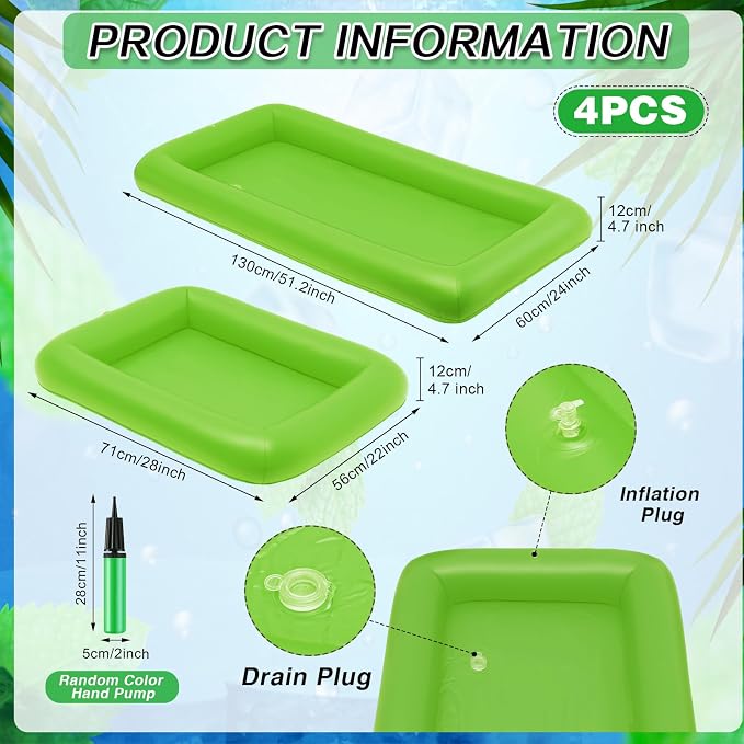 Leitee 4 Pcs Inflatable Ice Serving Bars Buffet Serving Tray Drink Cooler - Image 2