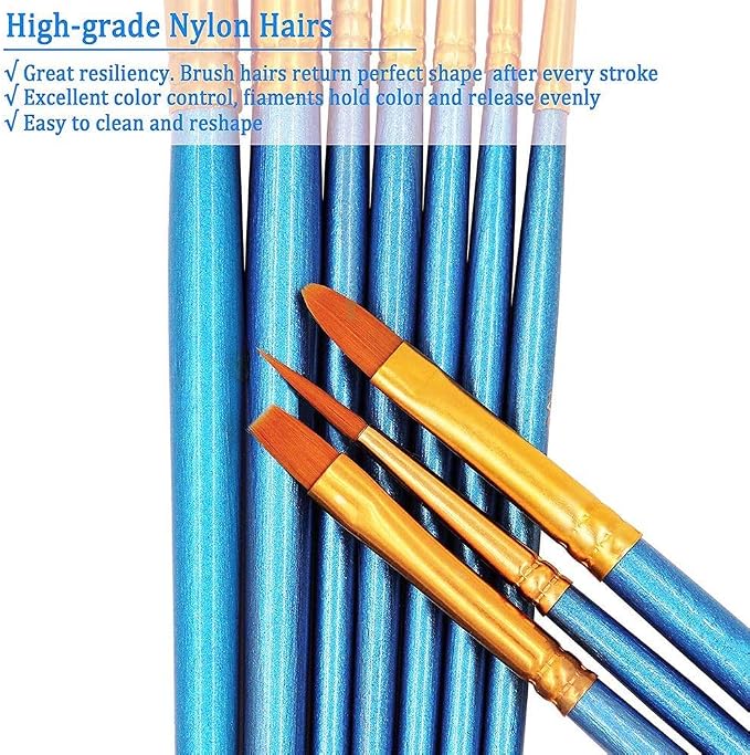 BOSOBO Paint Brush Sets, 6 Pack 60 Pcs Pointed-Round Tip Paintbrushes Nylon - Image 4
