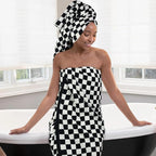 Jacquotha Black and White Checkered Cotton Bath Towels Set of 2 - Image 7