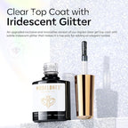 modelones Glitter Gel Top Coat, Reflective Iridescent Silver Mix Glitter - Image 6