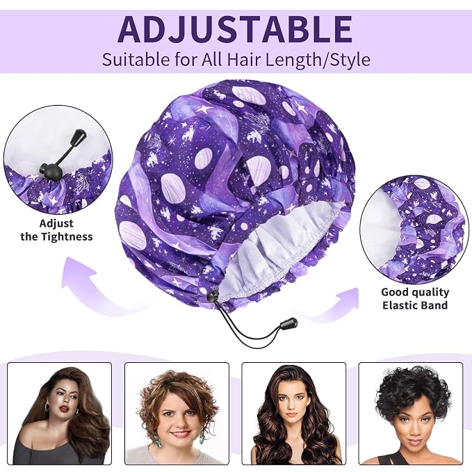 1 PCS Shower Cap, Double Layer & Adjustable Bathing Cap - Image 3