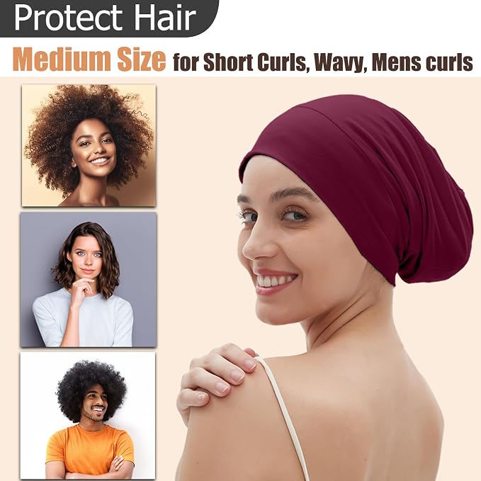 Sleep Cap Bonnet for Sleeping, Adjustable Cooling Ice Silk Lined Hair Bonnets - Image 2