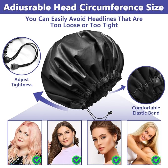 1 PCS Shower Cap, Double Layer & Adjustable Bathing Cap - Image 3