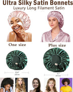 3Pcs Hair Bonnets For Sleeping Satin Bonnet For Women Silk Bonnets Womens Curly - Image 3