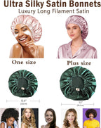 3Pcs Hair Bonnets For Sleeping Satin Bonnet For Women Silk Bonnets Womens Curly - Image 4