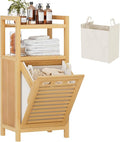 Homykic Tilt Out Laundry Hamper, 10 Gal Bamboo Laundry Storage Cabinet by Homykic