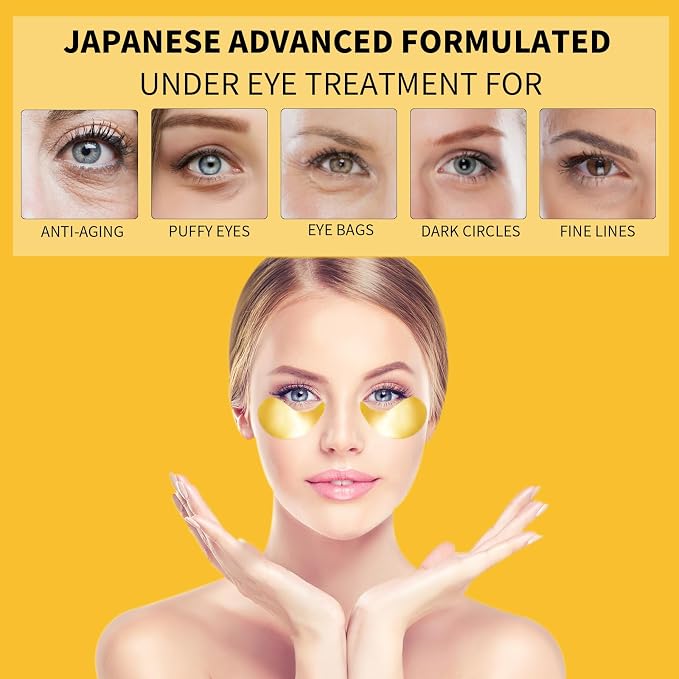 24K Gold Eye Masks for Dark Circles and Puffiness 70PCS, Under Eye Patches for - Image 2