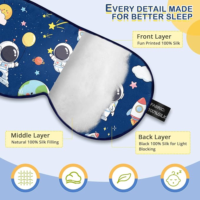 Kids Silk Sleep Mask: 100% Mulberry Silk Eye Mask - Image 2