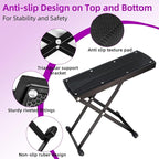 Pedicure Foot Rest, 6 Heights Adjustable Foot Stool, Metal Foldable Non-Slip - Image 3