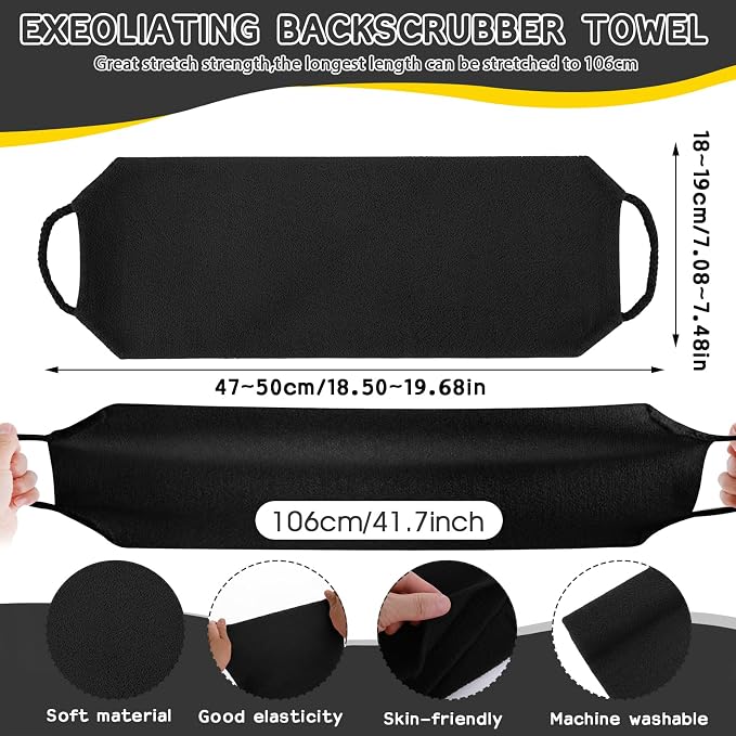 Sibba 3 Pcs Exfoliating Body Scrubber Bath Gloves Set Back Scrubber Shower - Image 2