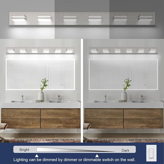 SineRise LED Modern Bathroom Vanity Light Fixtures, Brushed Nickel Modern - Image 5