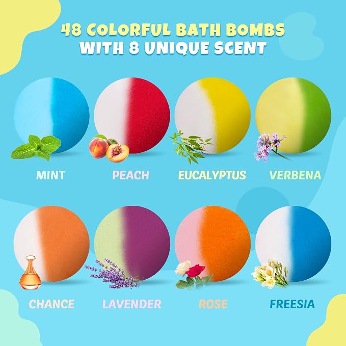 48pcs Bath Bombs for Kids with Toy Inside, Organic Colorful Bubble Bath for - Image 3