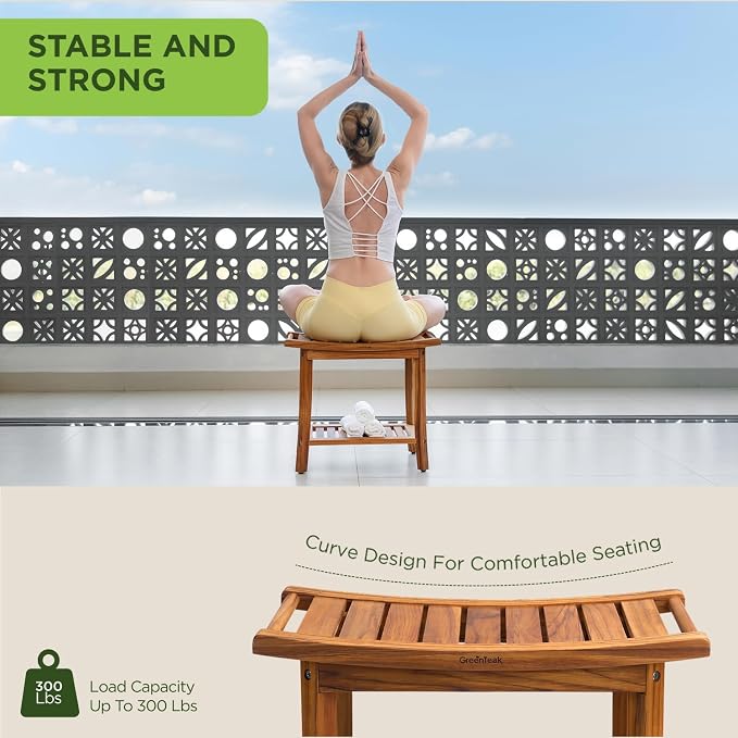Premium 22" Teak Wood Shower Bench - Image 6
