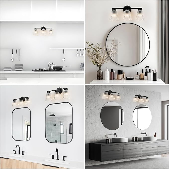 OCIOC Black Bathroom Vanity Lights, 3-Light Modern Bathroom Light Fixtures - Image 7