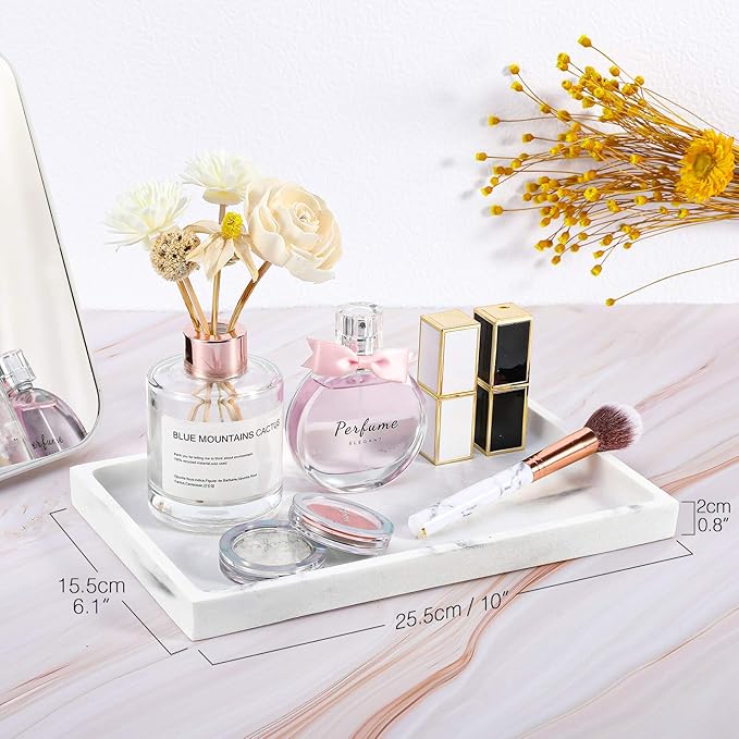 Luxspire Bathroom Vanity Tray, Resin Dresser Jewelry Ring Dish Tank Storage - Image 3