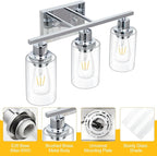 3 Light Vanity Light Fixtures, Polished Chrome Bathroom Wall Sconces, Modern - Image 5
