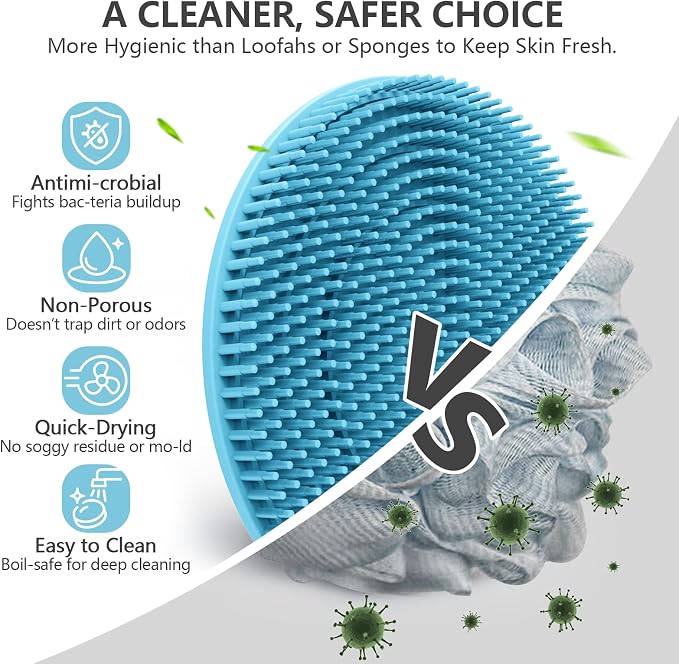 Silicone Body and Face Scrubber Set 5 Pack, BEAUTAIL Shower Bath Scrubber - Image 2