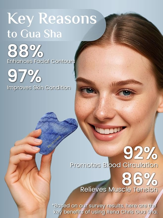 Rena Chris Gua Sha Facial Tools: Natural Blue Aventurine Guasha Tool - Image 4