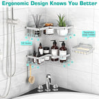 YASONIC Corner Adhesive Shower Caddy, - Image 4