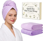 Microfiber Hair Towel Wrap for Women, 2 Pack Large Fast Drying Hair Towel by Unknown