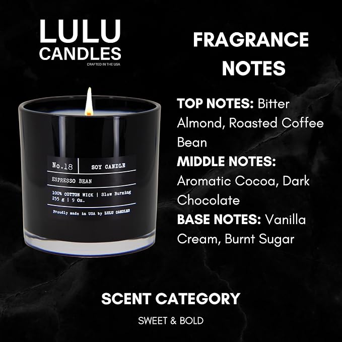 Lulu Candles | Espresso Bean | Luxury Scented Soy Jar Candle | Hand Poured in - Image 2