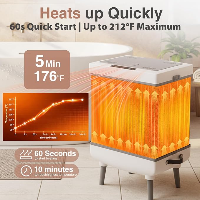 IPOW Foldable Towel Warmer 35L Large Quick Heating Hot Warming Tub Fits Up to 3 - Image 3