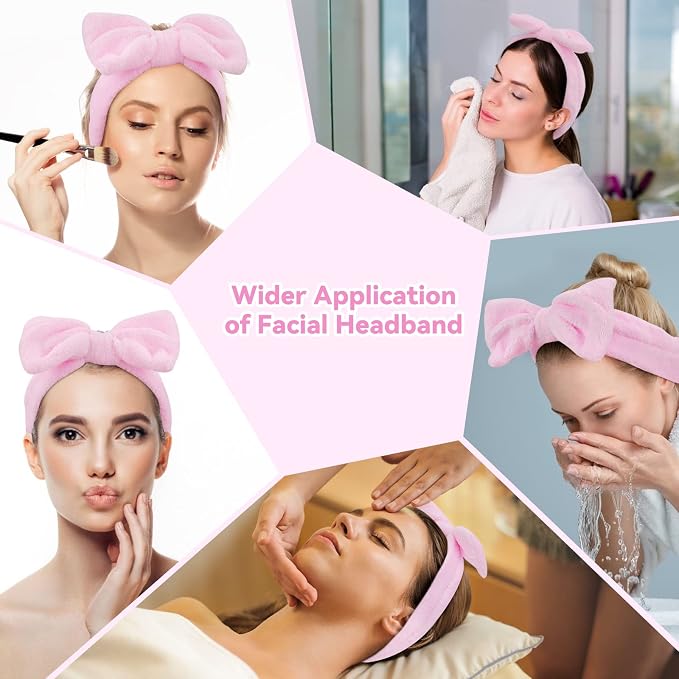 Ondder Spa Headband for Washing Face 8 Pack Pink Skincare Headbands for Women - Image 3