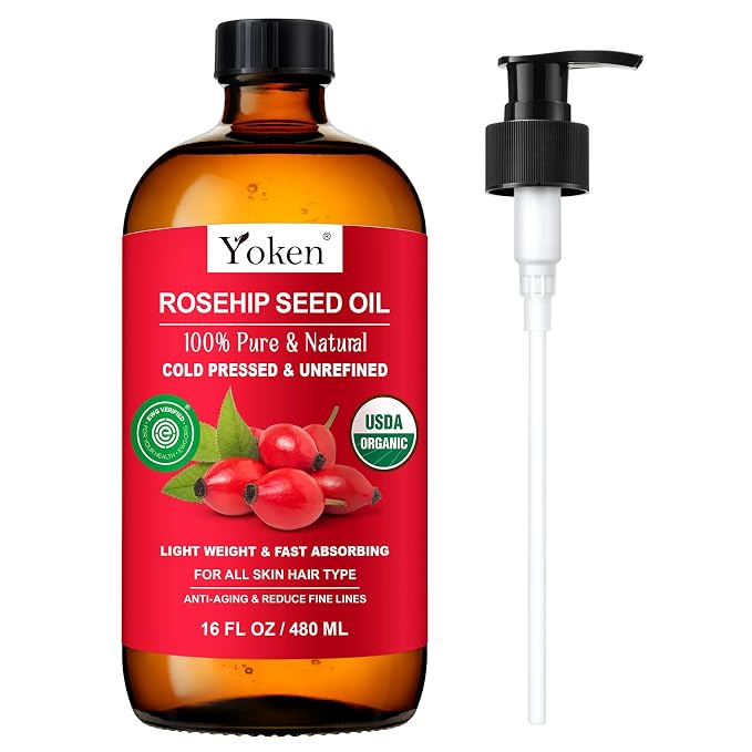 Yoken Organic Rosehip Seed Oil, USDA 100% Pure Rosehip Oils by Yoken