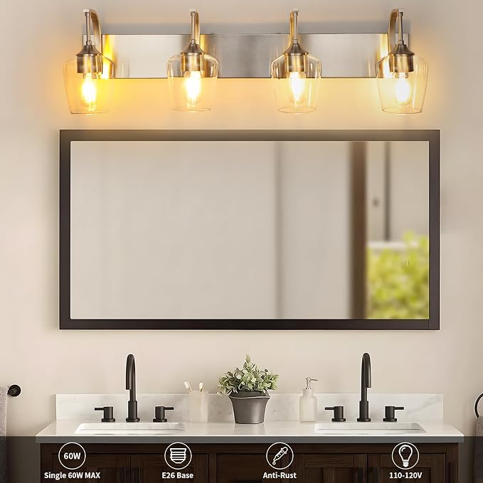 4-Light Brushed Nickel Vanity Light - Image 3