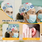 Adjustable Scrub Cap with Buttons & Sweatband, Working Hat with Elastic Tie Back - Image 6