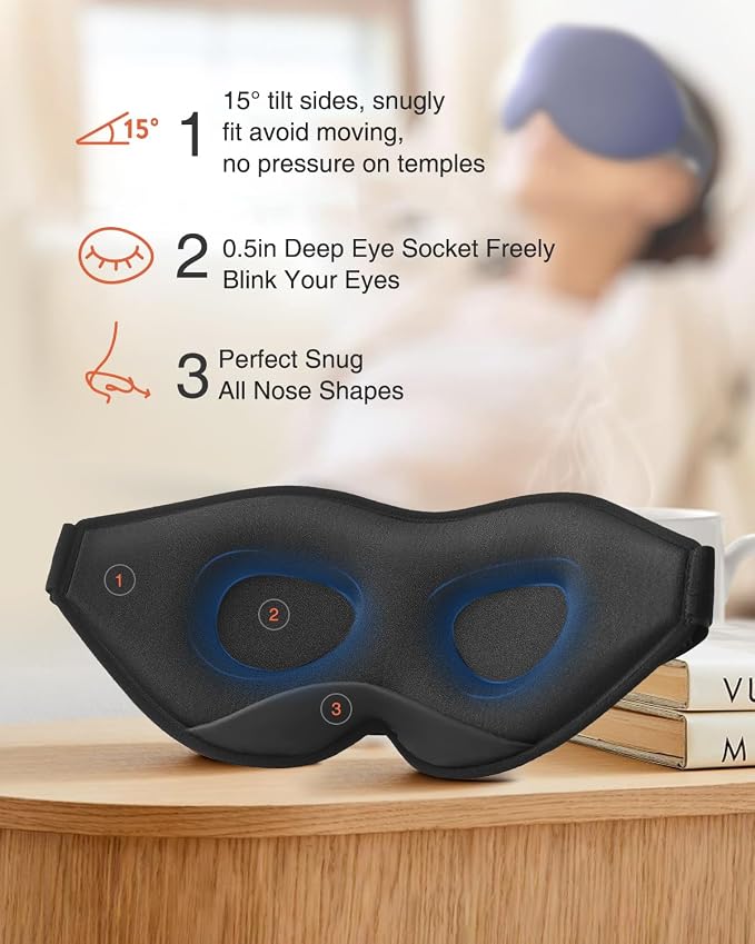 MABAO Sleep Mask for Side Sleeper, Eye Mask for Sleeping Women Men, 3D - Image 4