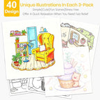 Cute Coloring Book Set for Teens Adults Relaxation, Easy and Simple Designs - Image 3