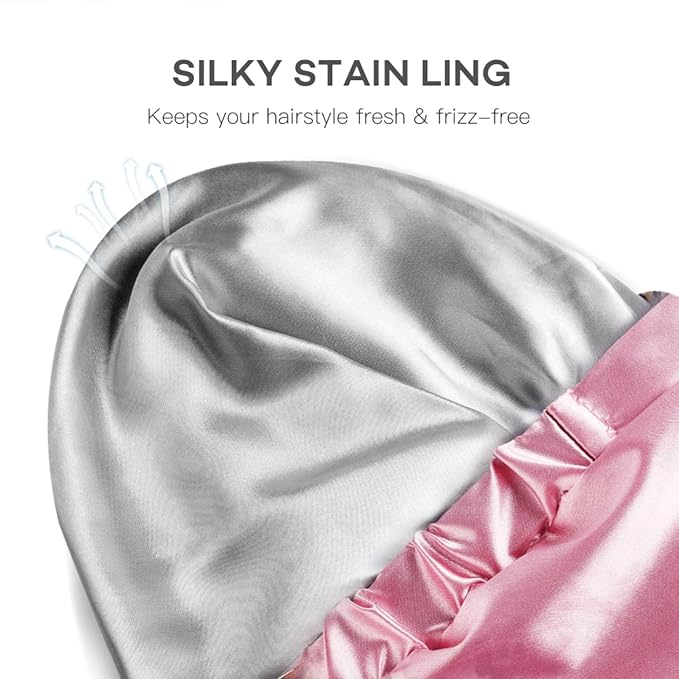Large Shower Cap for Women Reusable Waterproof Adjustable Shower Caps - Image 3