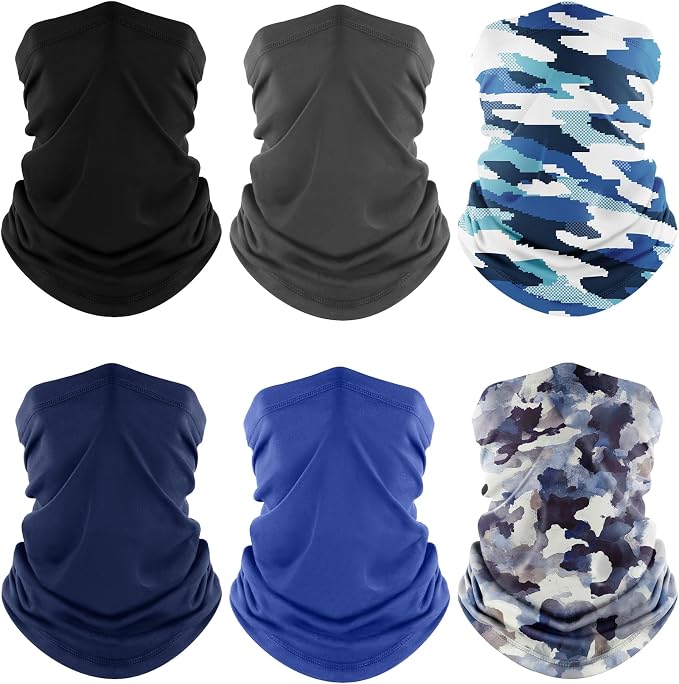 Fuinloth Neck Gaiter, 6 Pack Cooling UV Protection Bandana Face Mask Gator Scarf by fuinloth